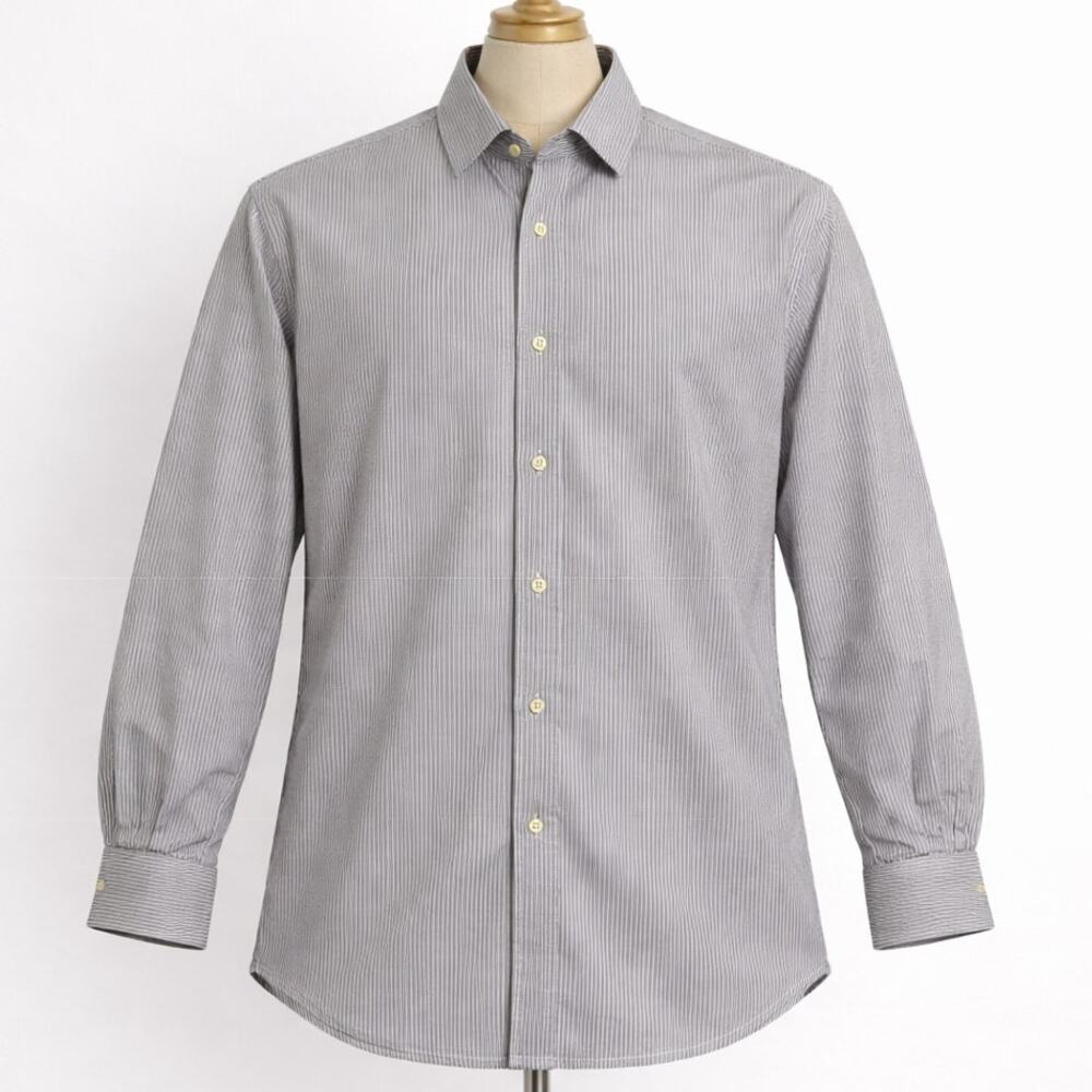Hart Schaffner Marx Gray White Pinstripe Dress Shirt Size XL Long Sleeve